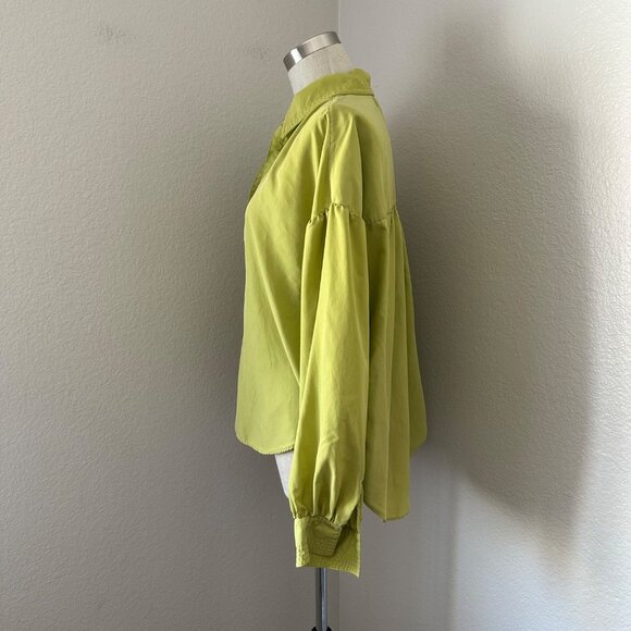 FP We The Free Love Until Tomorrow Poet Oversized Hi-lo Button Up Shirt Green X - Picture 5 of 13